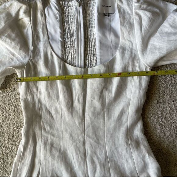 NEW Reformation Coucou Linen Midi Dress White Classic Pleated Size 6 - Picture 9 of 10